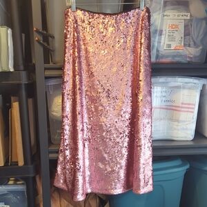 Rose Pink Sequin Skirt Sz12